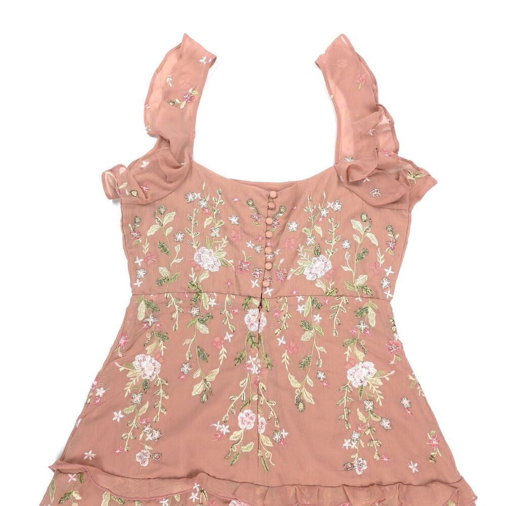 ASOS Cami Embellished Maxi Dress Bridesmaid Gown Embroidered Rose Ethereal Fairy - Picture 9 of 13